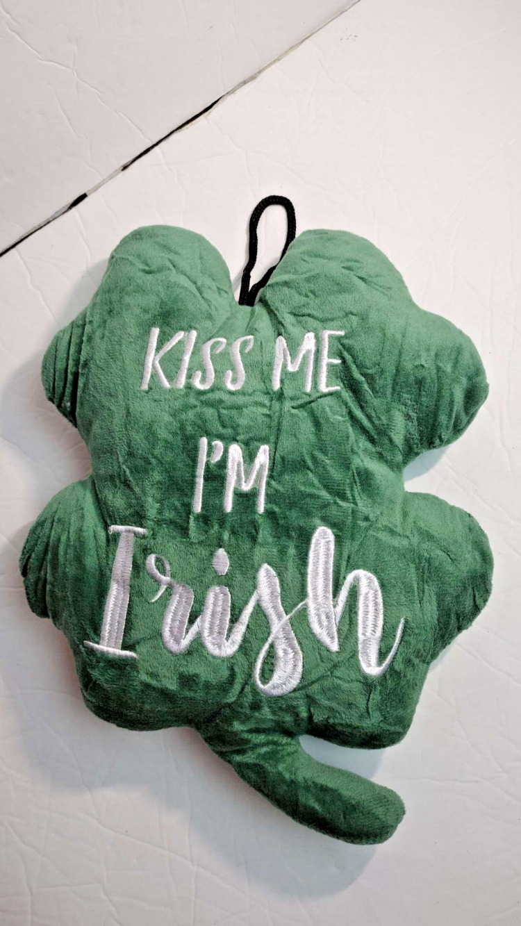 Kiss Me I'm Irish clover shaped soft pillow decor Soft Decorative Throw Pillow